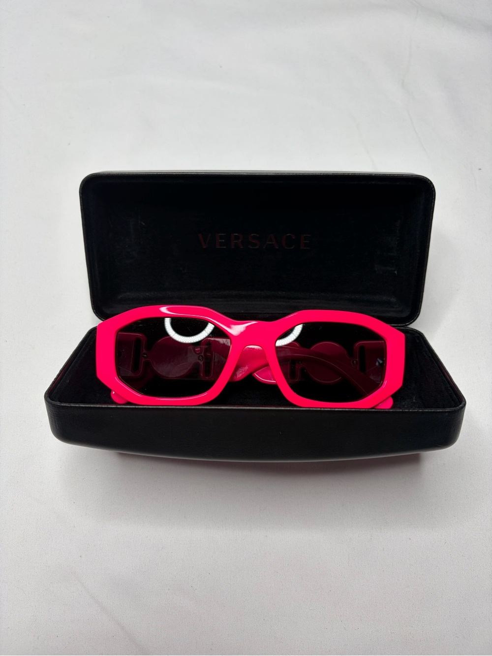 Versace Hot Pink Medusa Biggie Sunglasses Authentic Geometric Frames